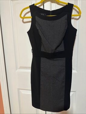 BCX Black and Charcoal Panel Midi Sheath Dress